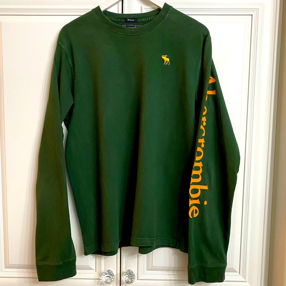 Abercrombie & Fitch Men’s Size Large Muscle Long Sleeve Forest Green T-Shirt Top